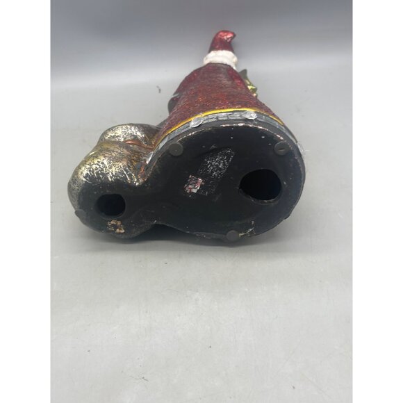 Santa glass figurine embellish bling mirror tree tea candle holder red 13" READ - Picture 8 of 8